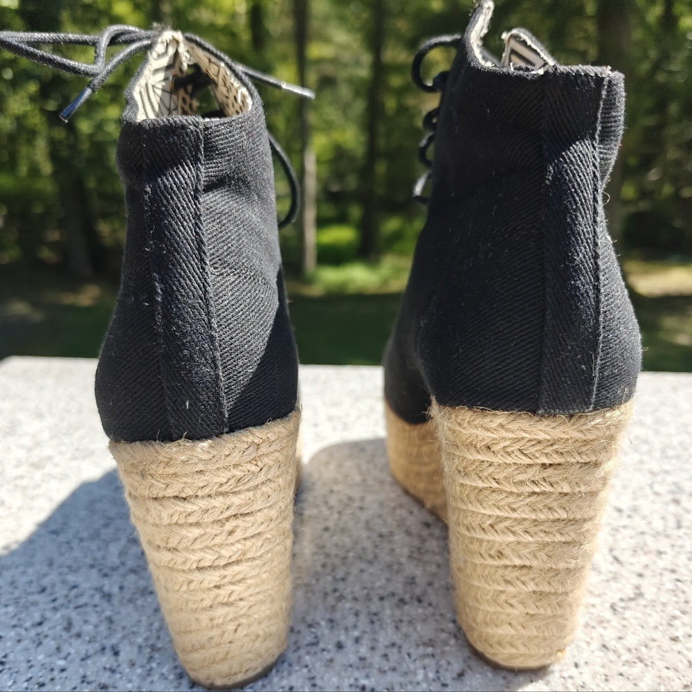 Rock & Candy Black Wedge Espadrille Boots - Picture 5 of 6